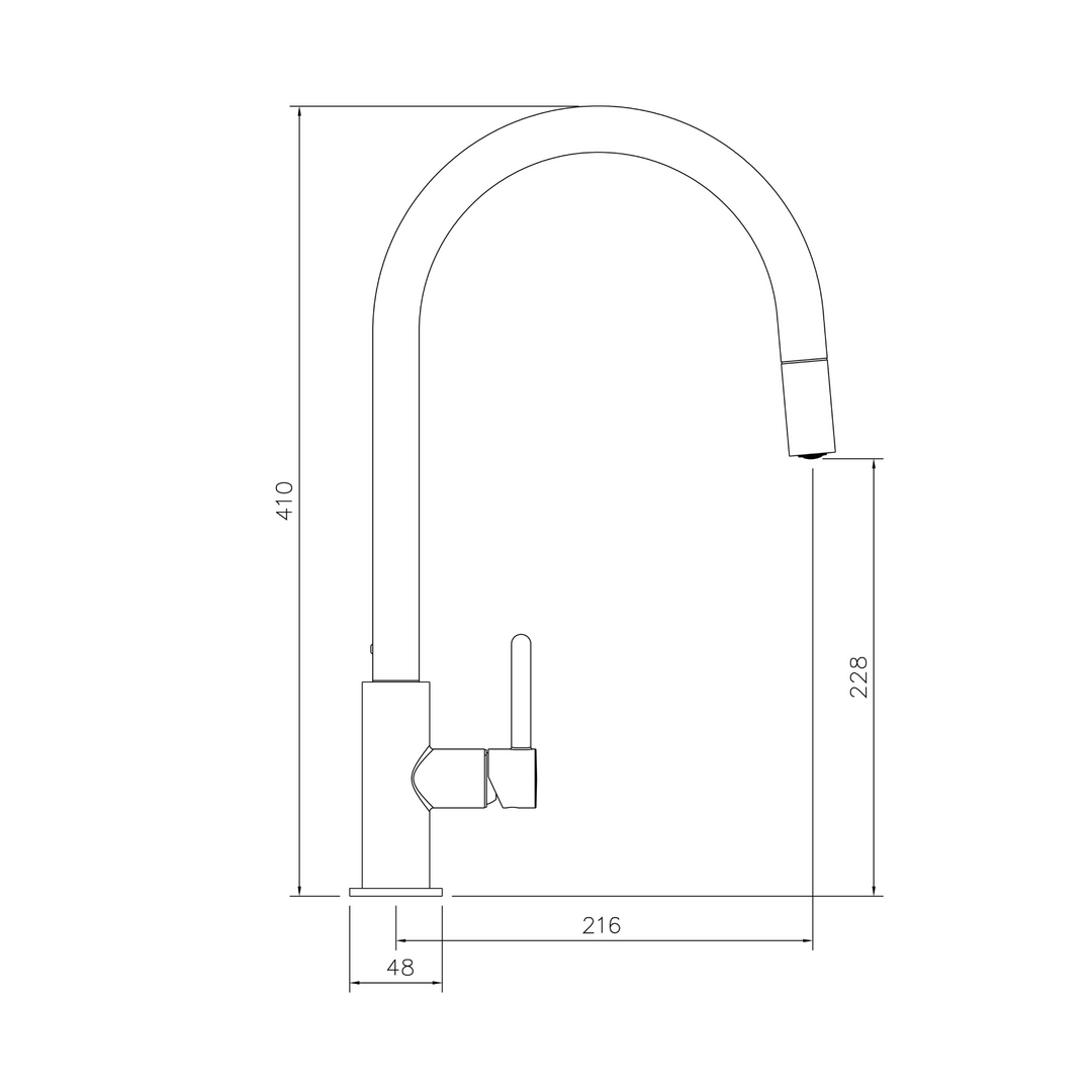 Naples Pull Out Sink Mixer Brushed Brass