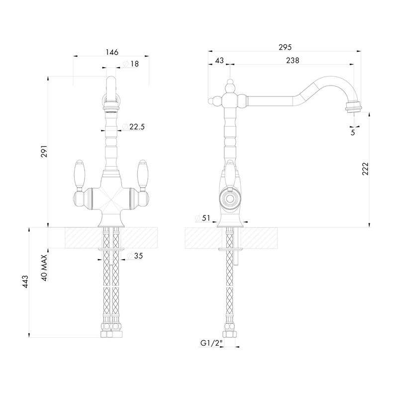 Providence Double Sink Mixer Chrome