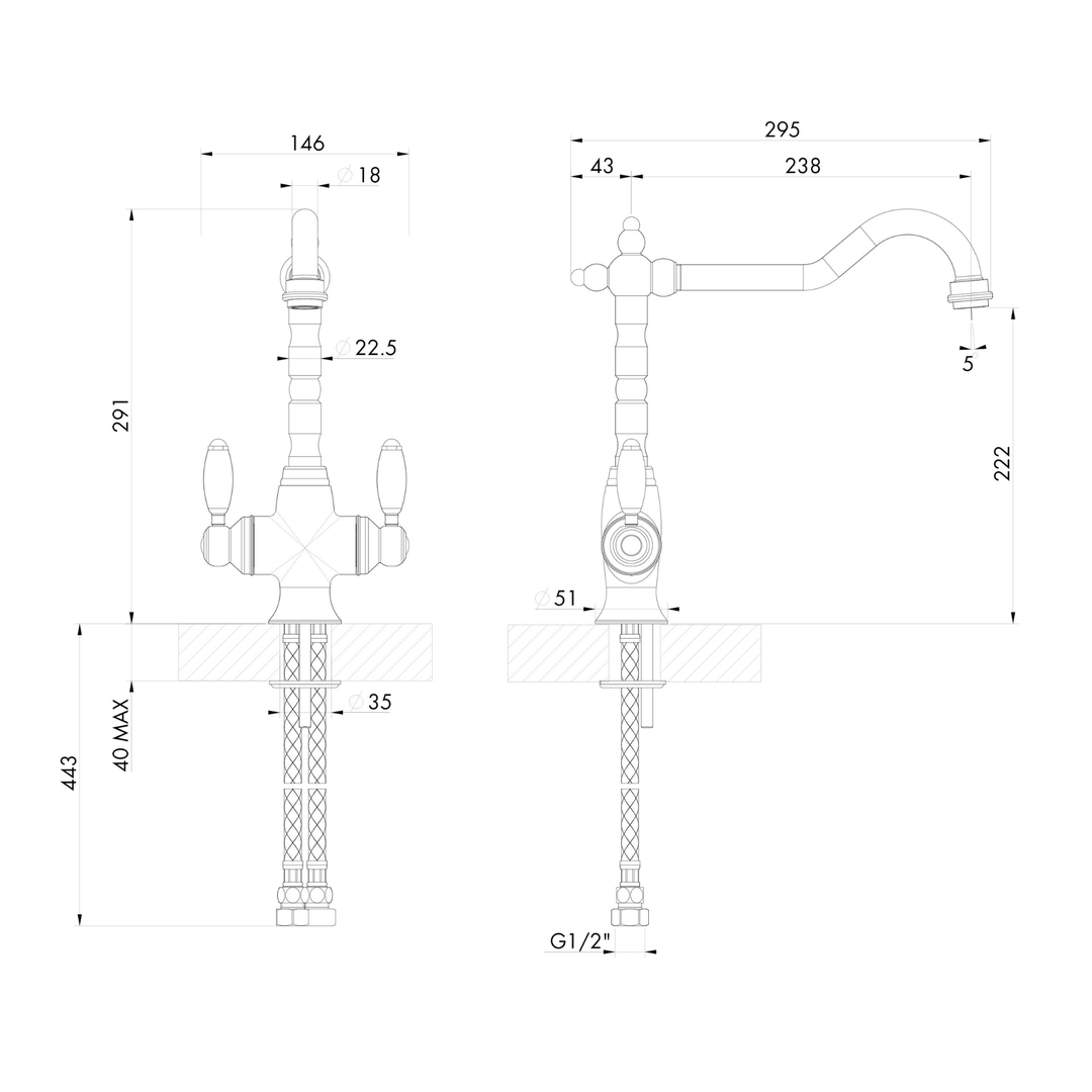Providence Double Sink Mixer Chrome