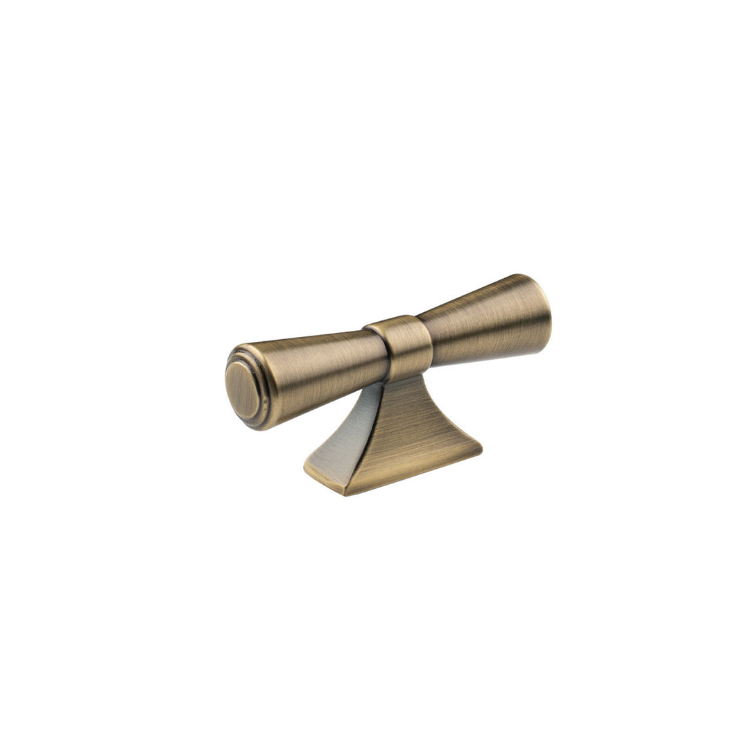 Pembrey T Knob Dark Brushed Brass 82mm