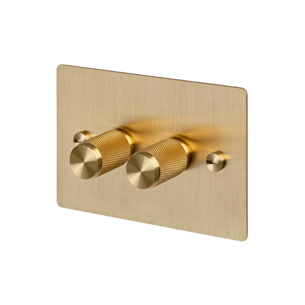 2G Dimmer / Horizontal / 100W / Cross / Brass