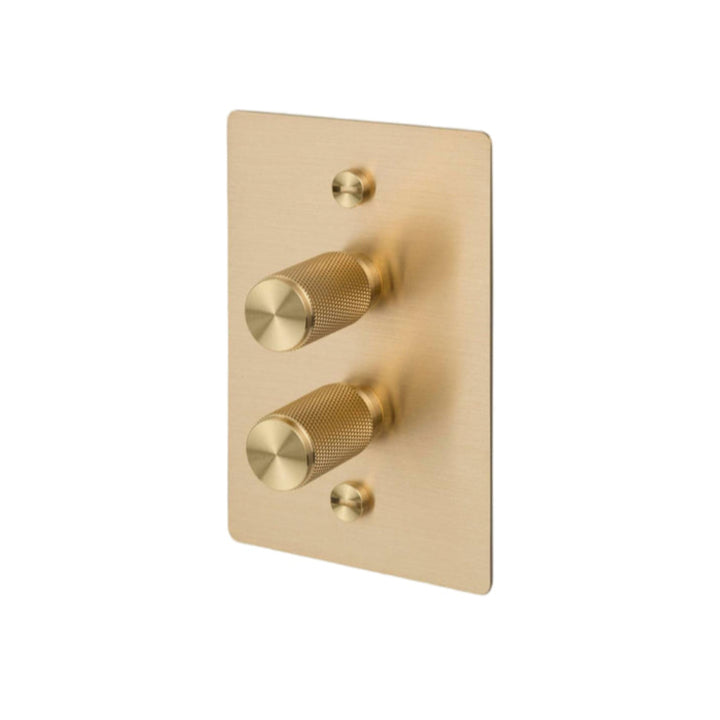 2G Dimmer / Vertical / 100W / Cross / Brass