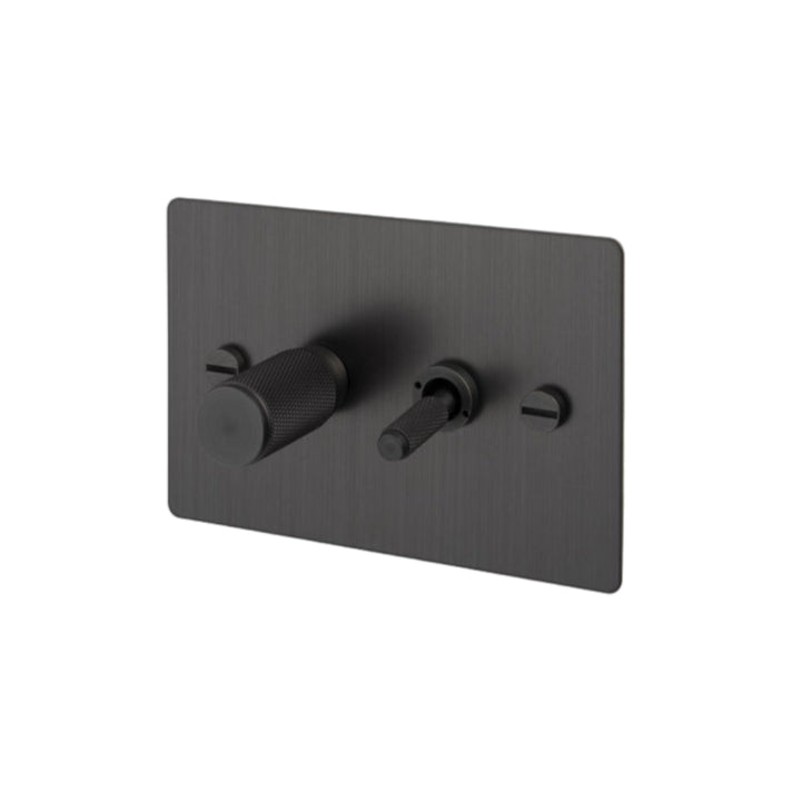 2G Toggle + Dimmer / Horizontal / Cross / Smoked Bronze