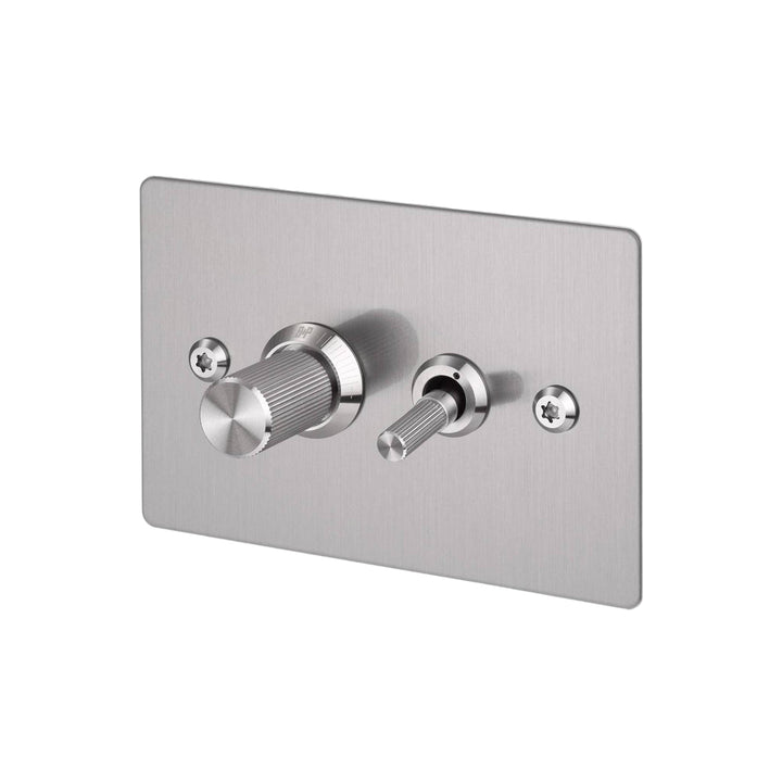 2G Toggle + Dimmer / Horizontal / Linear / Steel