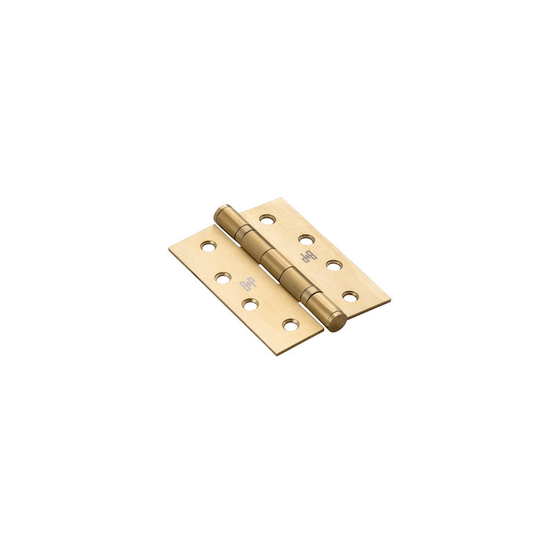 Door Hinge / Fixed Pin / 100mm x 75mm x 2.5mm / Brass