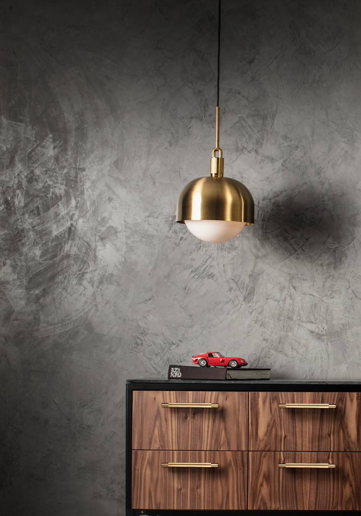 Forked Pendant / Shade / Globe / Opal / Large / Brass