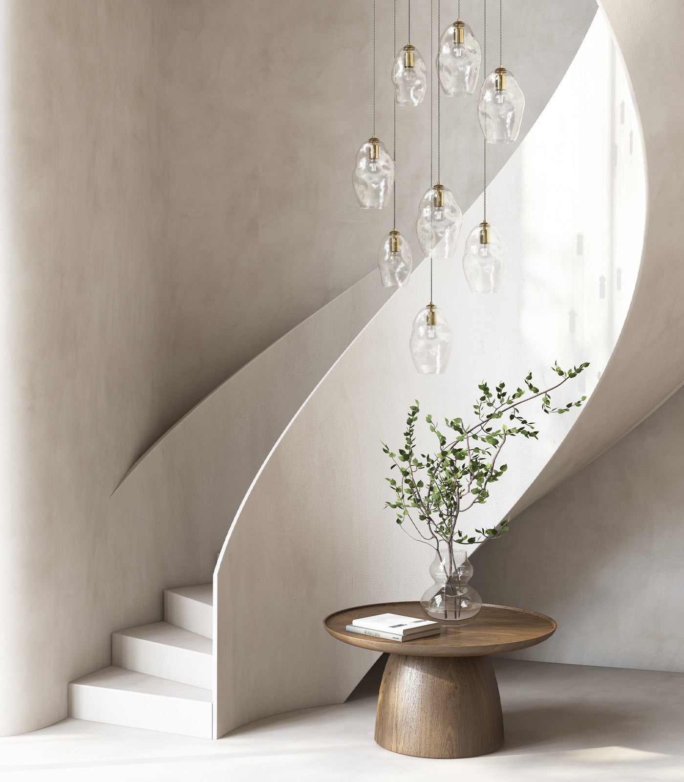 Contemporary house design featuring mouth-blown glass light fittings