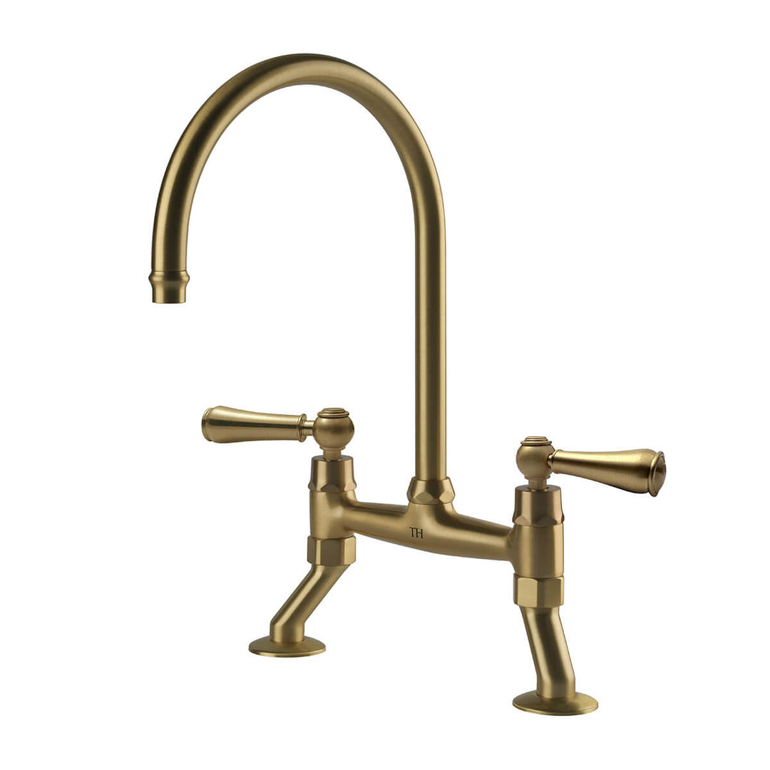 Ludlow Bridge Sink Mixer Brushed Brass