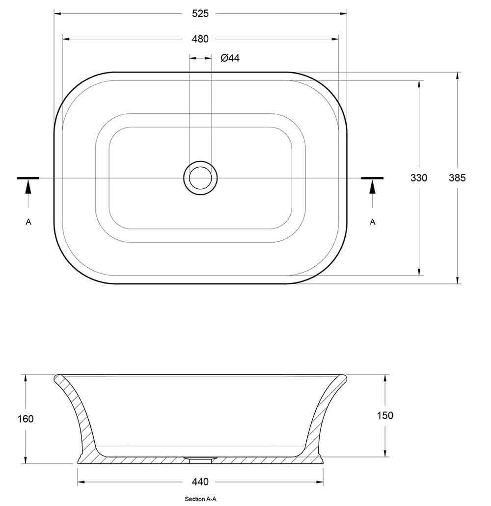 Kirkham 52 x 38 TitanCast Basin Gloss White