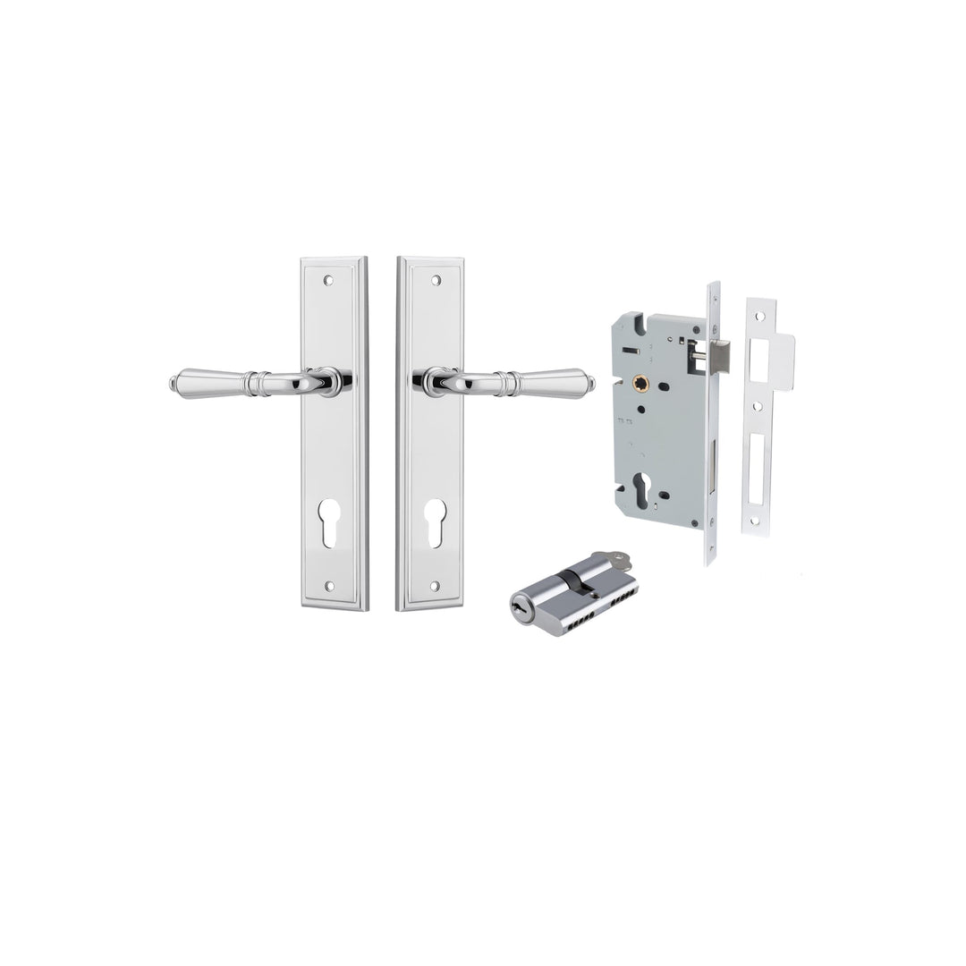 Sarlat Lever Stepped Polished Chrome Entrance Kit - Key/Key