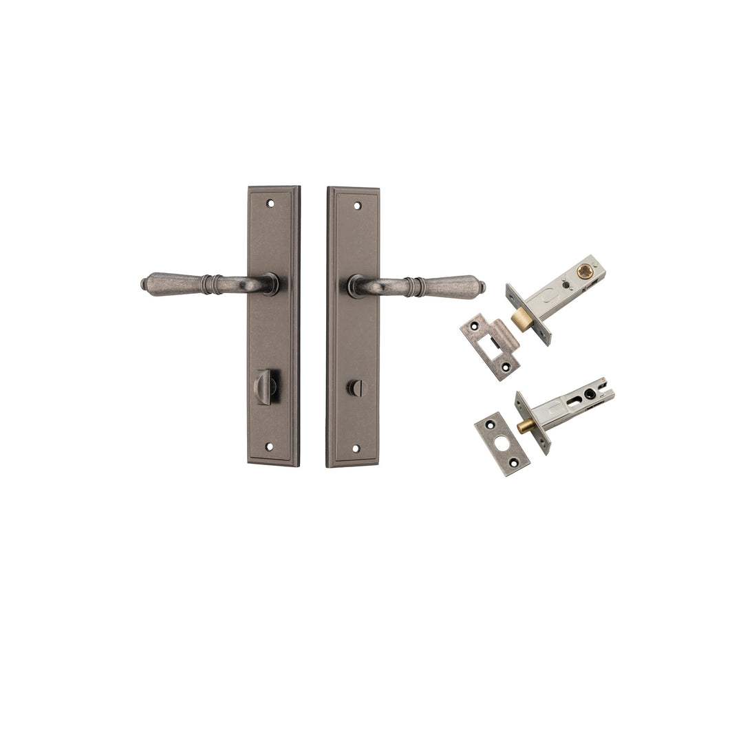 Sarlat Lever Stepped Distressed Nickel Privacy Kit
