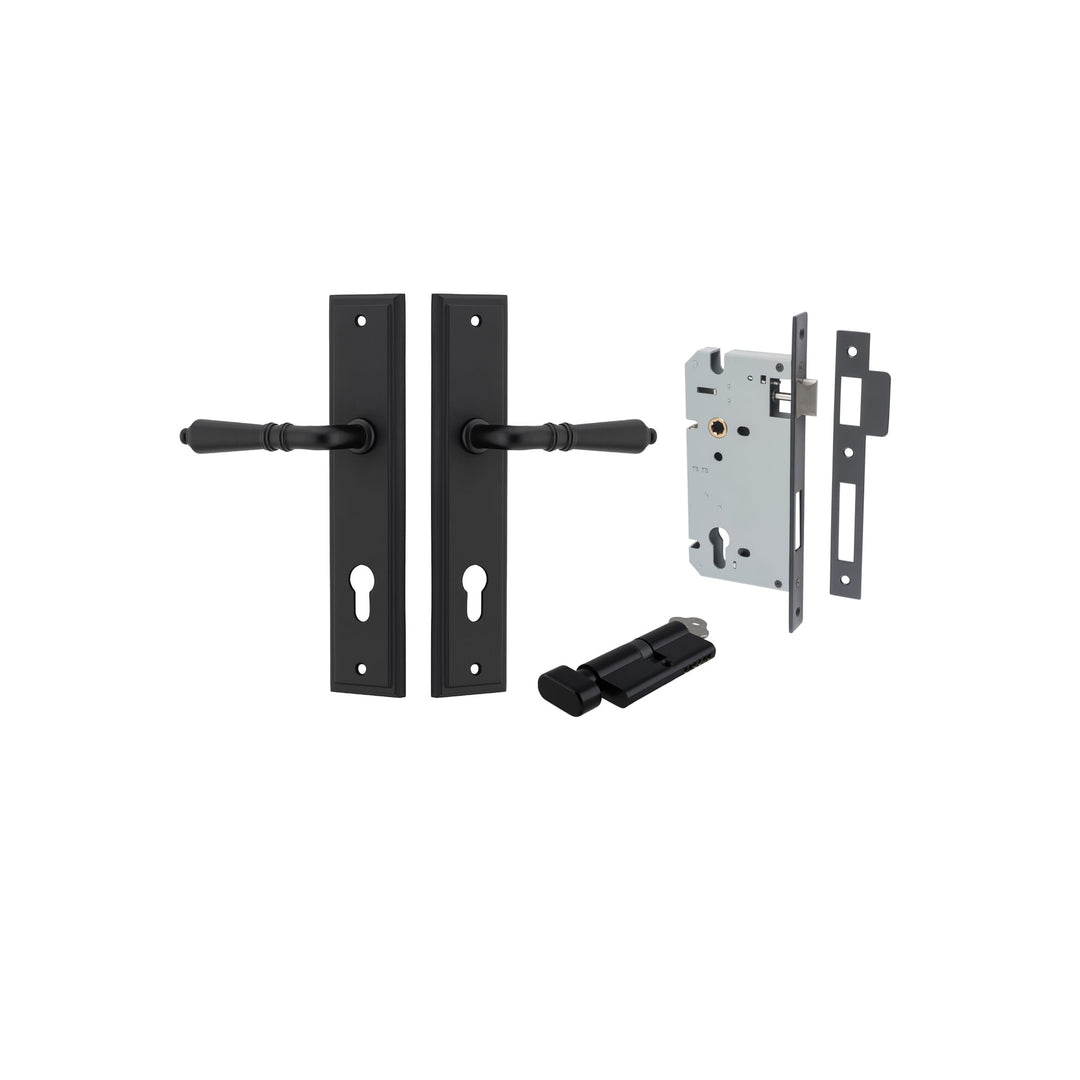 Sarlat Lever Stepped Matt Black Entrance Kit - Key/Thumb Turn