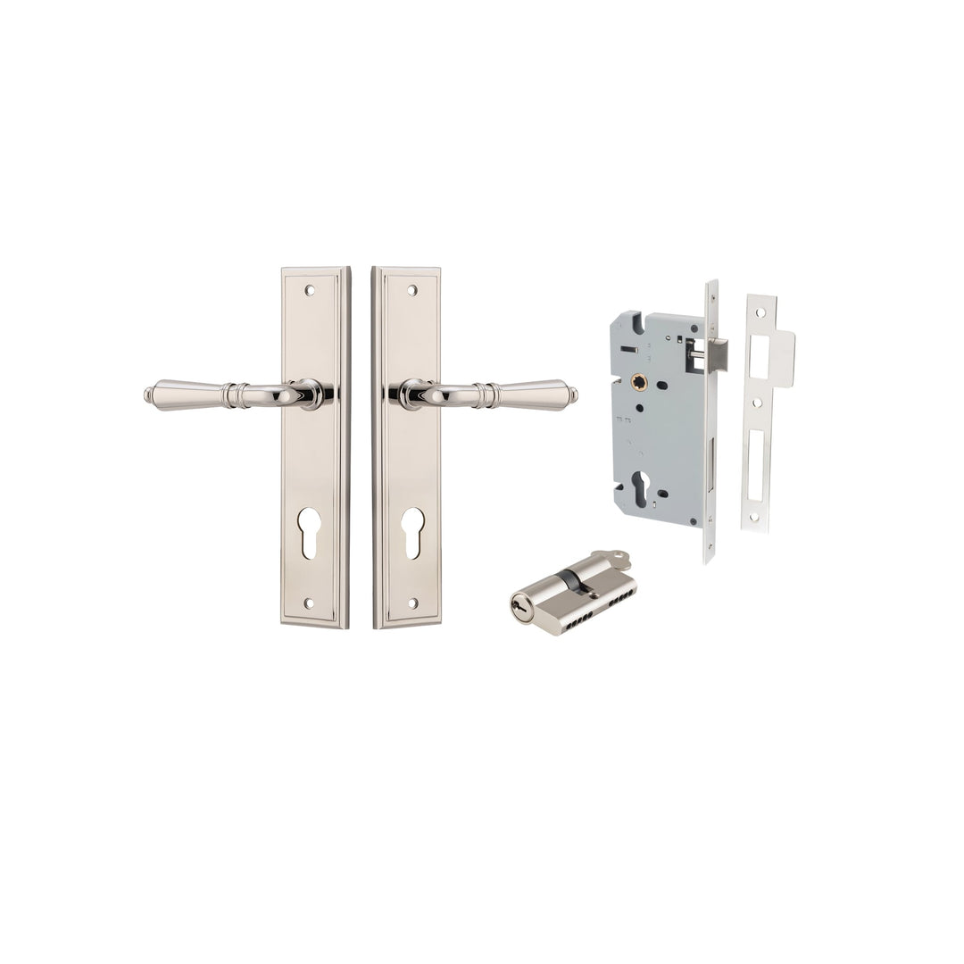 Sarlat Lever Stepped Polished Nickel Entrance Kit - Key/Key