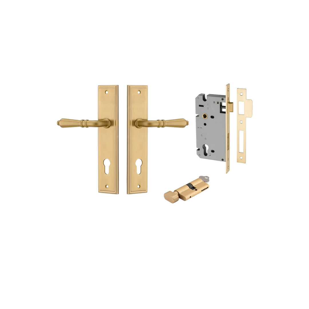 Sarlat Lever Stepped Brushed Gold PVD Entrance Kit - Key/Thumb Turn
