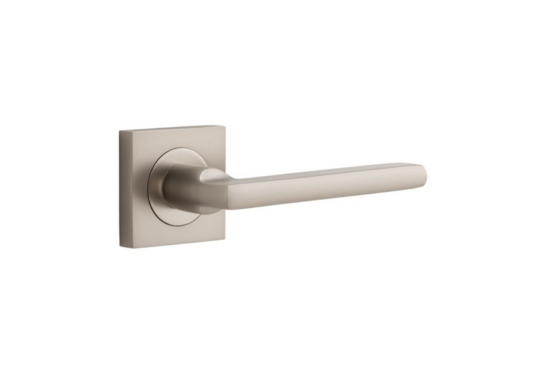 Baltimore Lever on Square Rose Satin Nickel