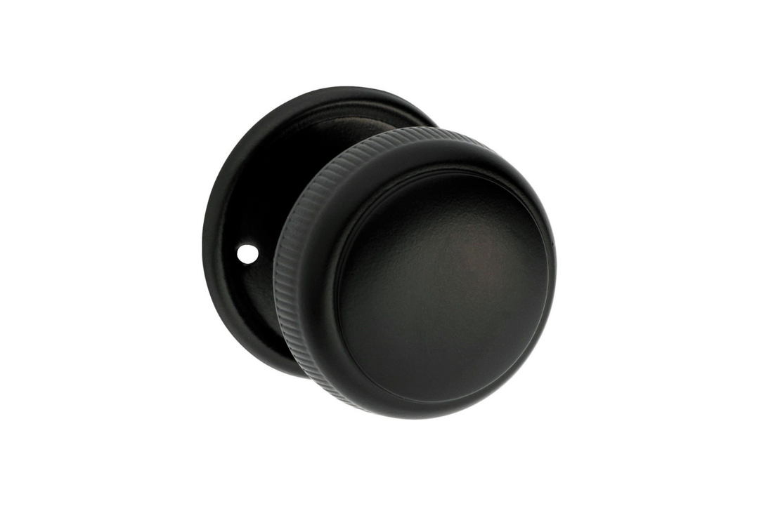 Mortice Knob Large Milled Edge Matt Black