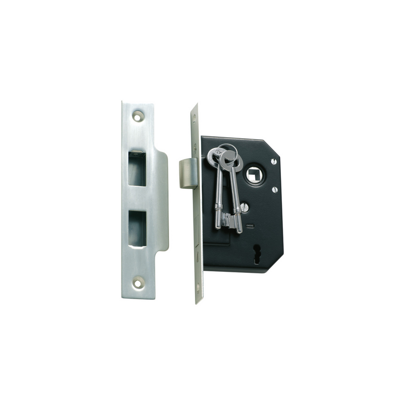 3 Lever Mortice Lock Satin Chrome 44mm