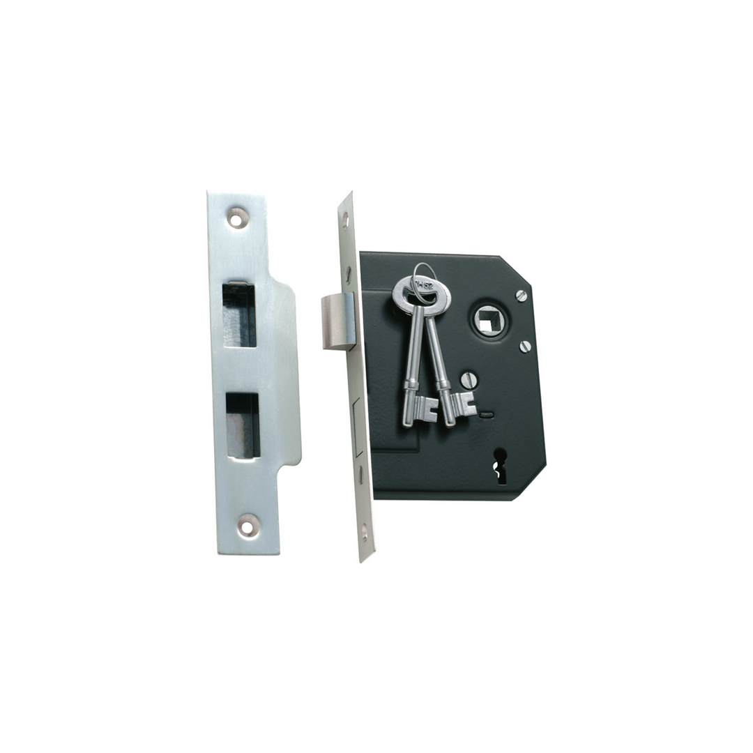 3 Lever Mortice Lock Satin Chrome 57mm