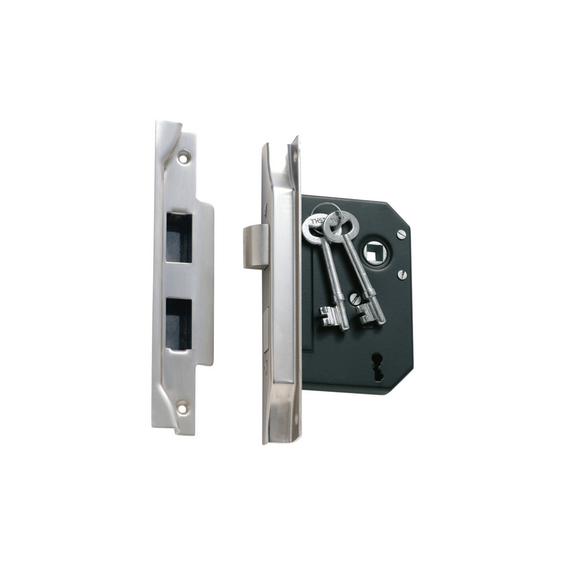 Rebated 3 Lever Mortice Lock Satin Chrome 57mm