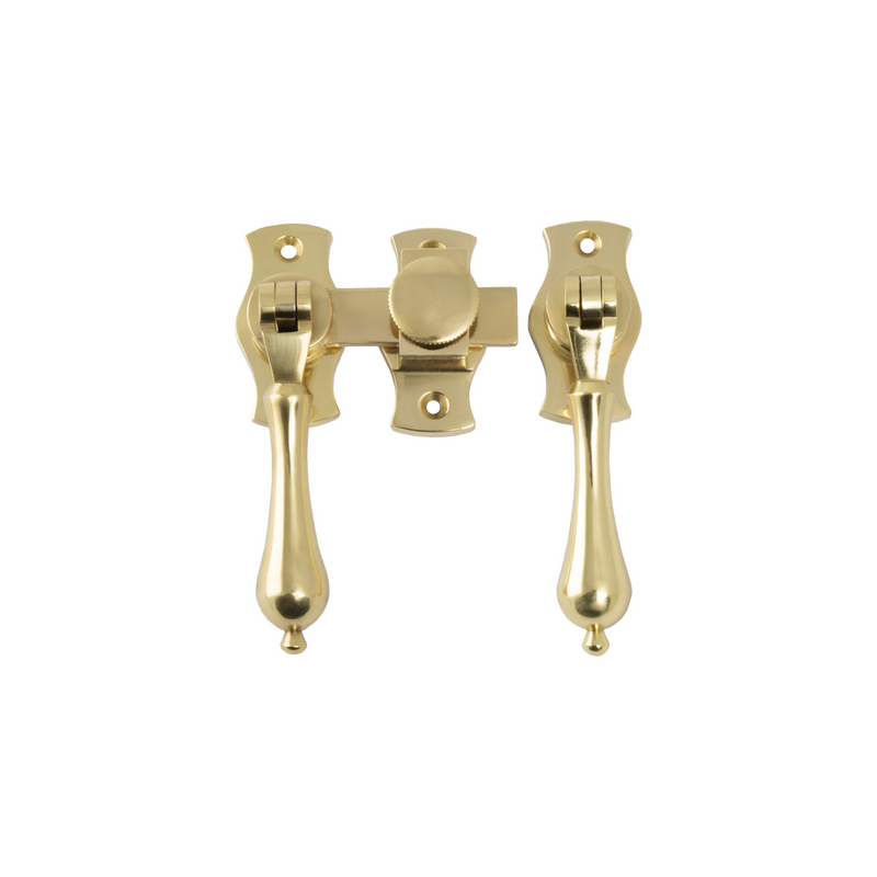 French Door Fastener - Teardrop Polished Brass