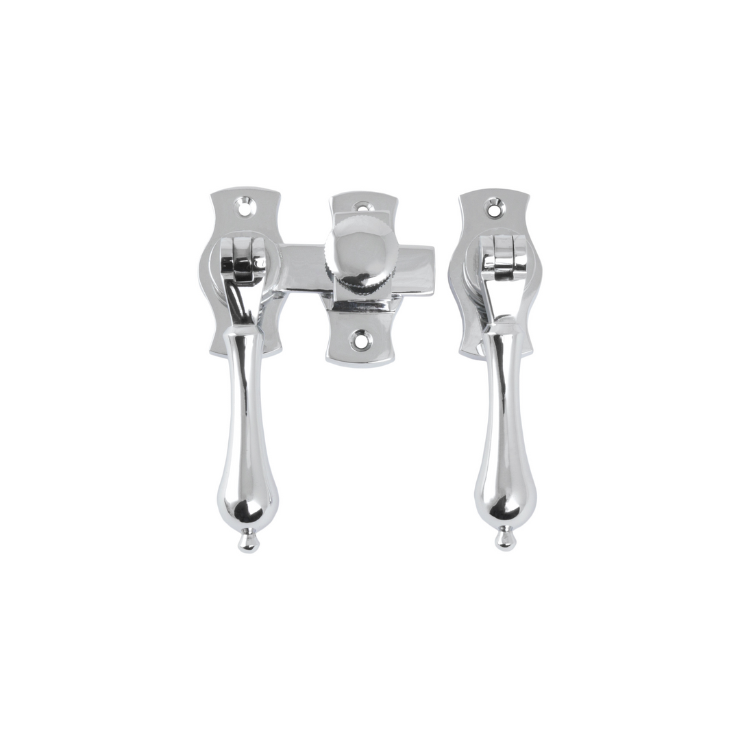 French Door Fastener - Teardrop Polished Chrome