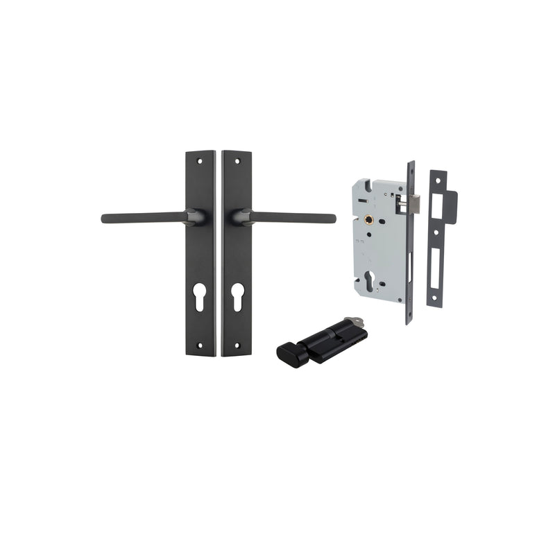 Baltimore Lever Rectangular Matt Black Entrance Kit - Key/Thumb Turn