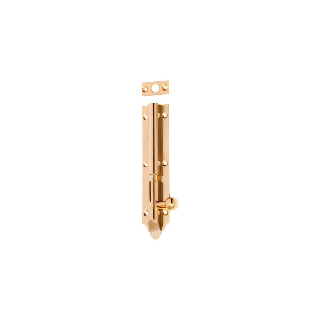 Barrel Bolt - Victorian Long Throw Polished Brass
