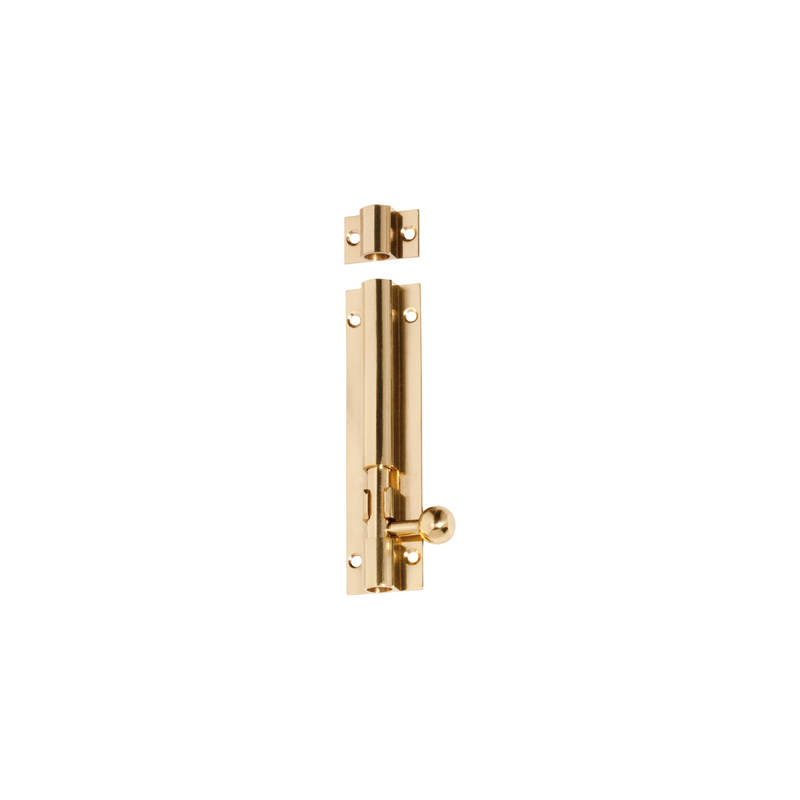 Barrel Bolt Polished Brass 100mm