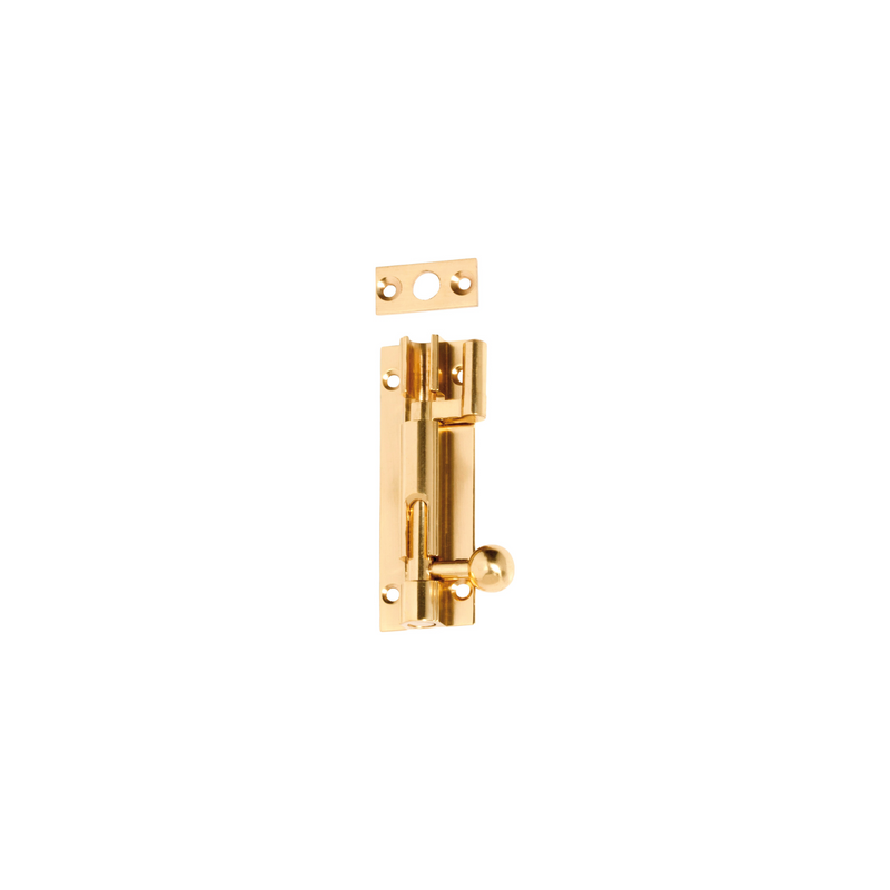 Barrel Bolt - Offset Polished Brass 75mm