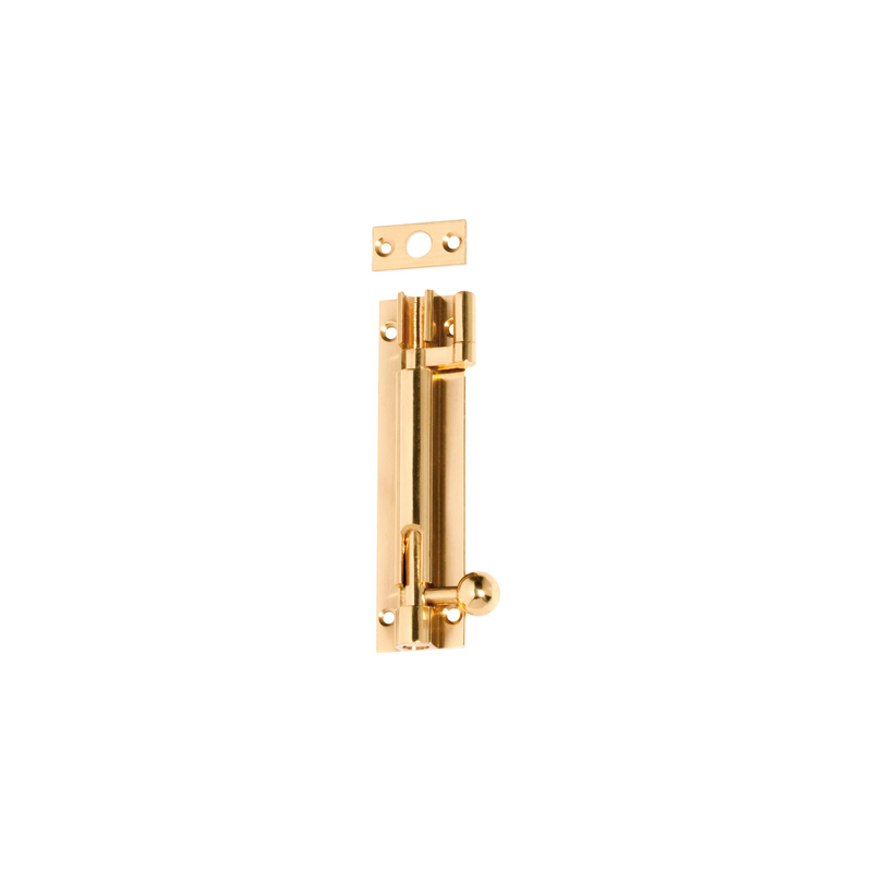 Barrel Bolt - Offset Polished Brass 100mm