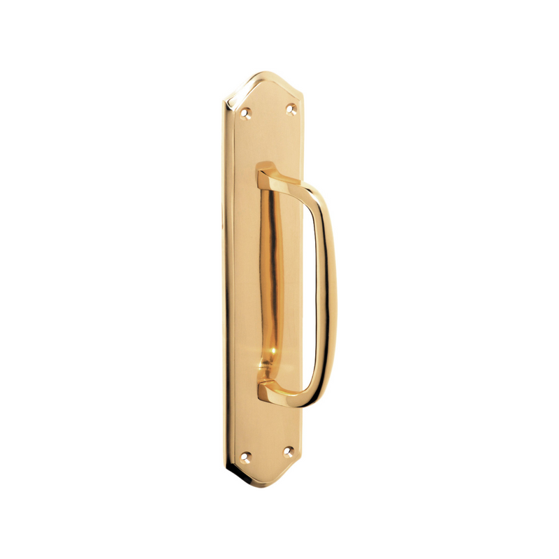 Offset Pull Handle on Backplate Polished Brass