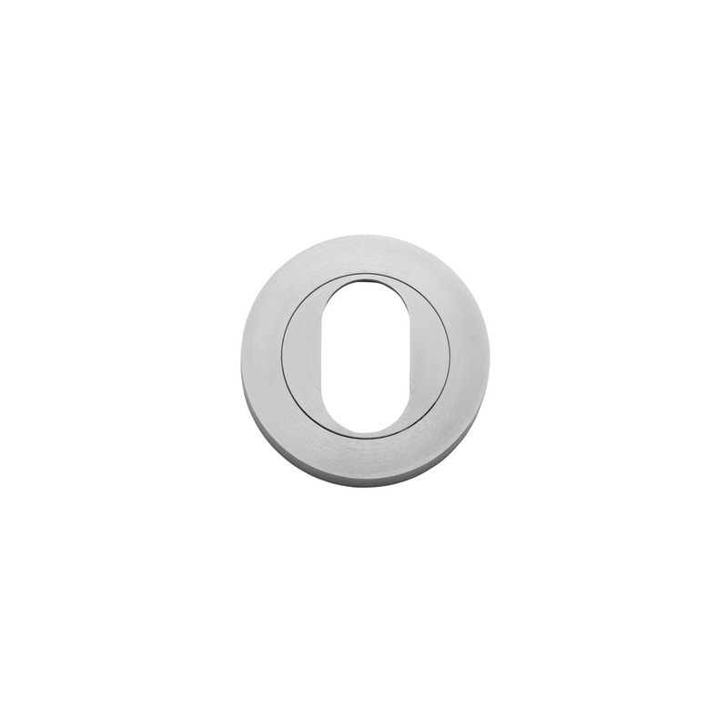 Escutcheon Pair Oval Round Brushed Chrome