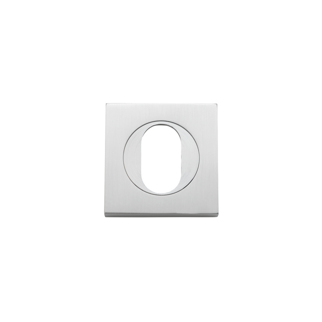 Escutcheon Pair Oval Square Brushed Chrome