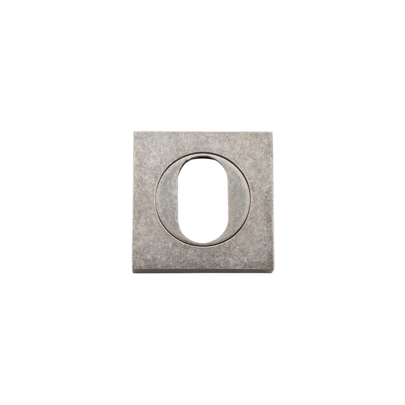 Escutcheon Pair Oval Square Distressed Nickel