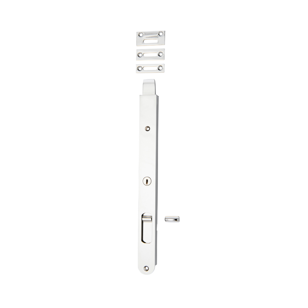 Flush Bolt - Locking Polished Chrome 300mm