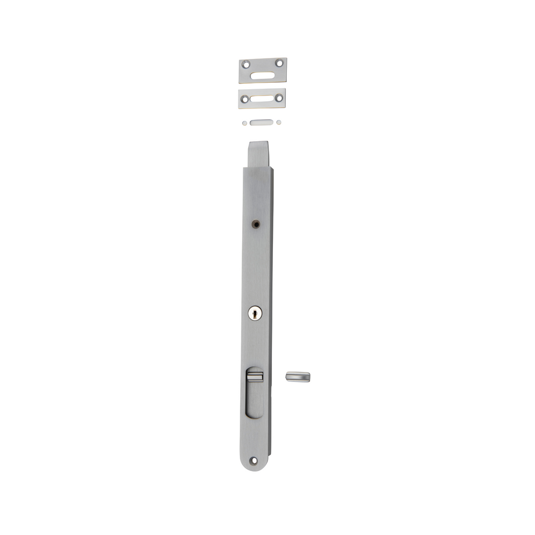 Flush Bolt - Locking Brushed Chrome 300mm