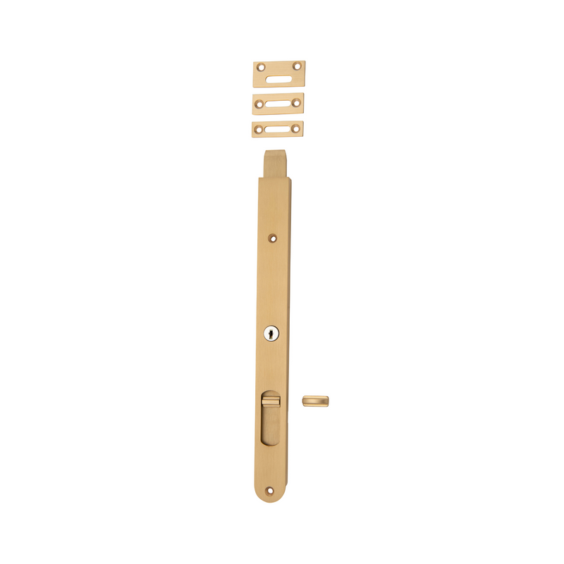 Flush Bolt - Locking Brushed Brass 300mm