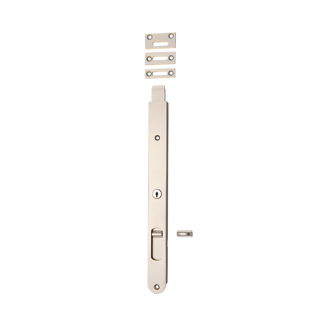 Flush Bolt - Locking Satin Nickel 300mm