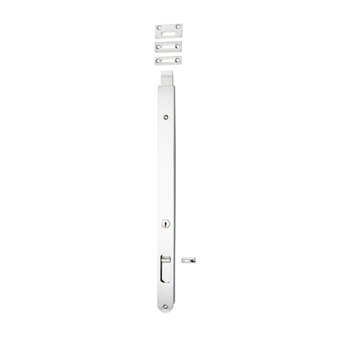Flush Bolt - Locking Polished Chrome 400mm