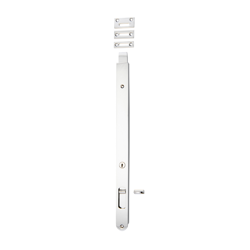 Flush Bolt - Locking Polished Chrome 400mm