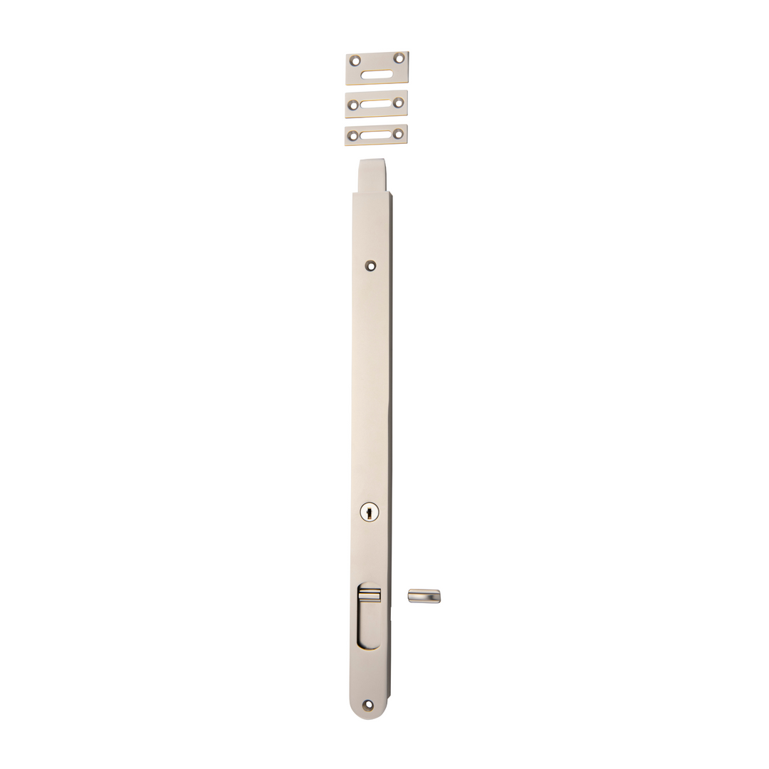 Flush Bolt - Locking Satin Nickel 400mm