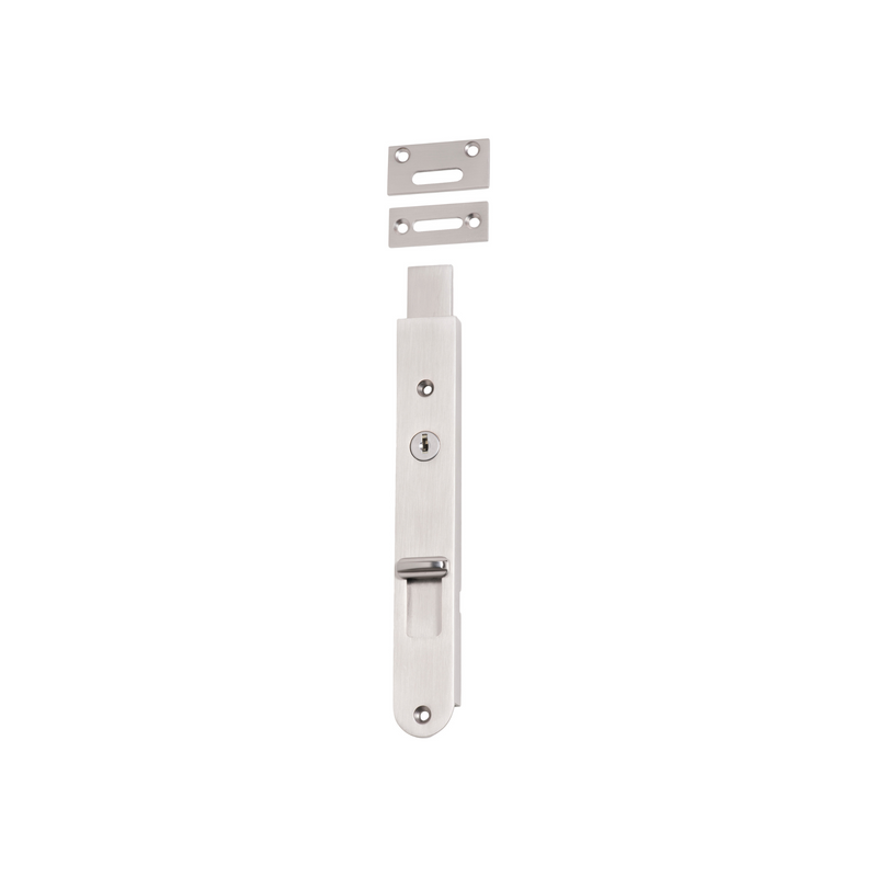 Flush Bolt - Locking Satin Nickel 200mm