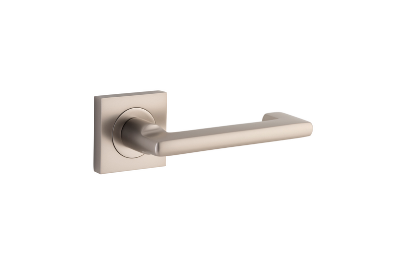 Baltimore Return Lever on Square Rose Satin Nickel