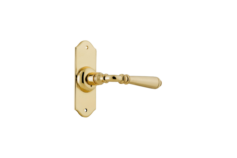 Reims Lever Short Backplate Unlacquered Polished Brass