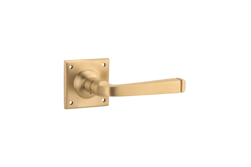 Menton Lever on Square Rose Unlacquered Satin Brass