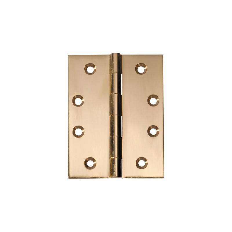 Hinge - Fixed Pin Unlacquered Polished Brass 100mm x 75mm