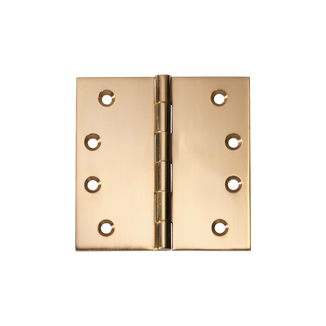 Hinge - Fixed Pin Unlacquered Polished Brass 100mm x 100mm