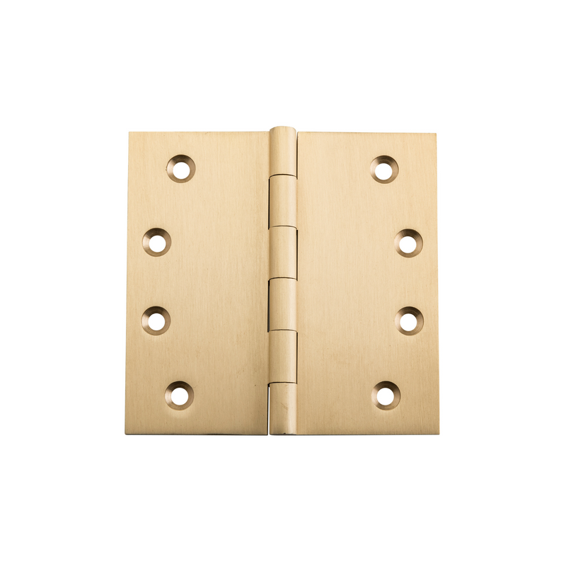 Hinge - Fixed Pin Unlacquered Satin Brass 100mm x 100mm