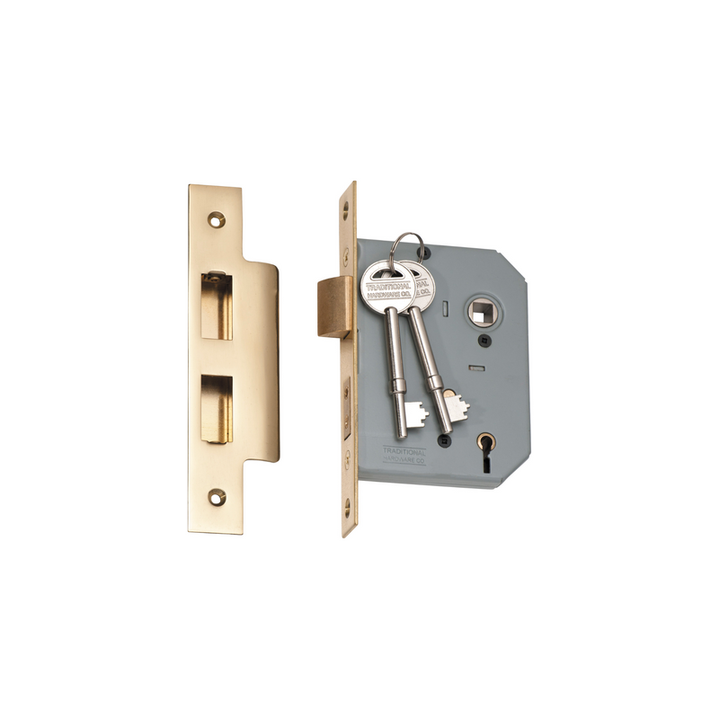 5 Lever Mortice Lock Polished Brass 57mm