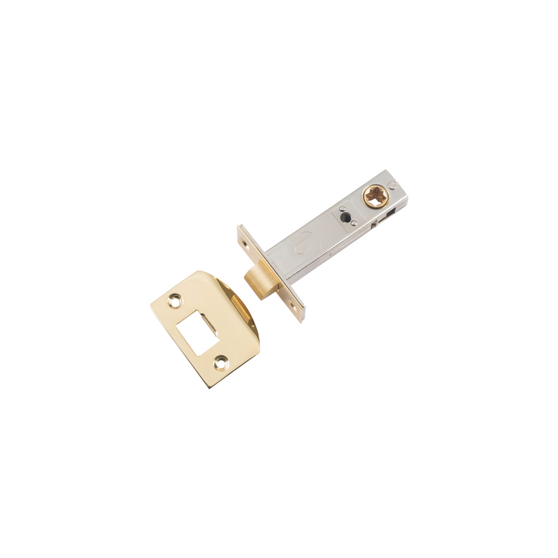 Tube Latch - Split Cam Hard Sprung Polished Brass 70mm